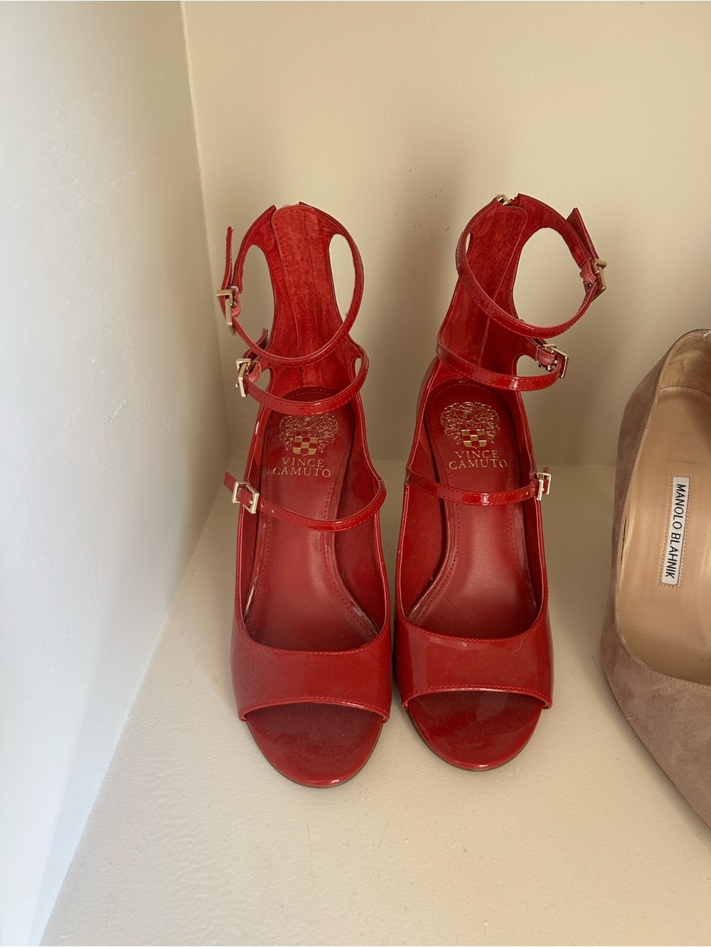 Vince Camuto Red Patent Leather Stiletto Pumps